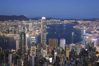 4 Eylül 2021 Hong Kong Adası 'nın sihirli saat görüntüsü