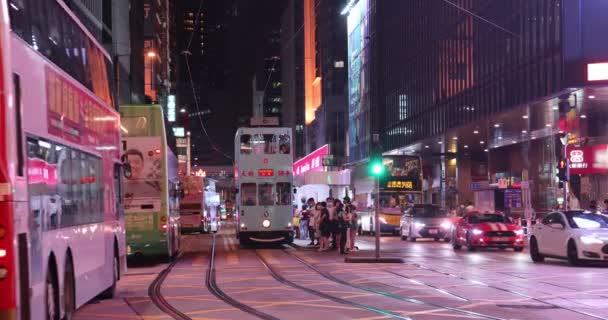 Транспорт Движущийся Des Voeux Road Central Гонконг Сентября 2021 Года — стоковое видео