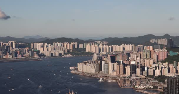 Skyline Ville Hong Kong Lumière Soleil Sept 2021 — Video