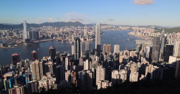 Skyline Hong Kong City Bawah Sinar Matahari September 2021 — Stok Video