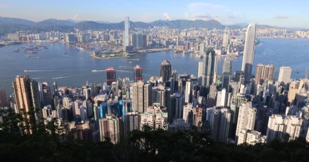 Skyline Hong Kong City Bawah Sinar Matahari September 2021 — Stok Video