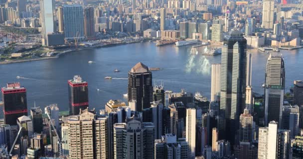 Skyline Hong Kong City Sunlight September 2021 — стоковое видео