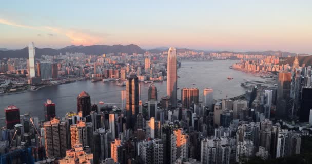 Skyline Von Hongkong City Abendlicht September 2021 — Stockvideo