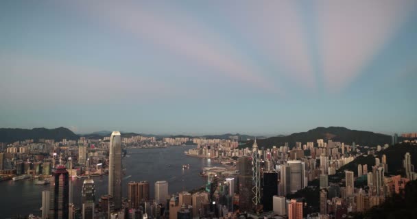 Hong Kong City Buildings Harbor Dusk Вересня 2021 — стокове відео