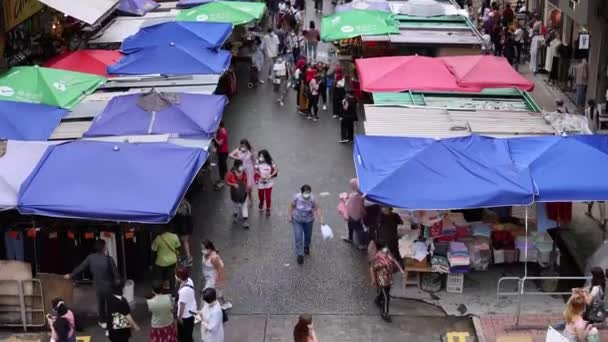 Rynek Zewnętrzny Ulicy Yuen Mong Kok Sie 2021 — Wideo stockowe