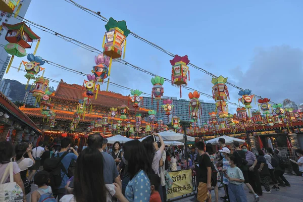 Sept 2021 Chinese Lanterns First Worshipping Platform Sik Sik Yuen — Stock Photo, Image