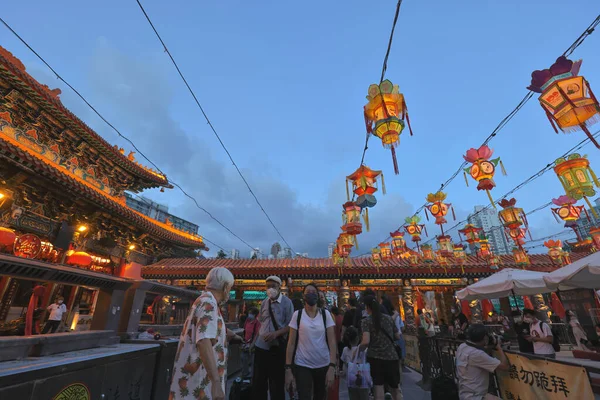 Sept 2021 Chinese Lanterns First Worshipping Platform Sik Sik Yuen — Stock Photo, Image