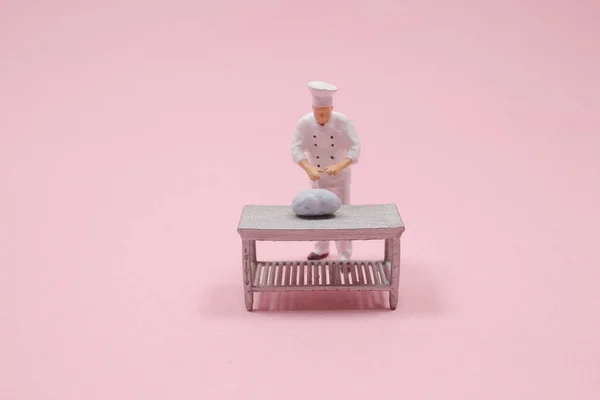 Mini Chef Durante Cozimento Trabalho — Fotografia de Stock