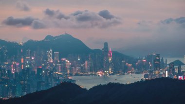 Harborfront skyline and maritime scenery in Hong Kong