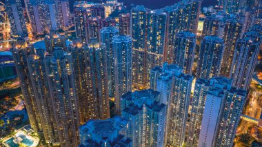 Hang Hau 'da akşam manzarası ve konut ışıkları