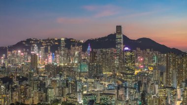 Evening skyline of Hong Kong viewed from Kowloon