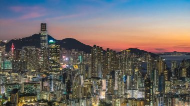 Evening skyline of Hong Kong viewed from Kowloon
