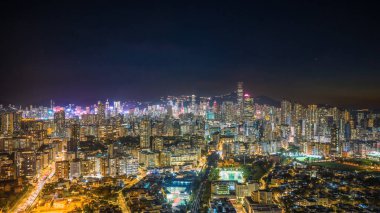 Vibrant night scenery of Kowloon, Hong Kong streets