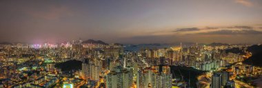 Urban lights and skyline in Kowloon West district