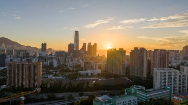 Evening light bathing South Kowloon cityscape view