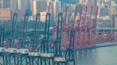 İskele vincini, kargo gemilerini ve tepedeki ufuk çizgisini 10 Ocak 2026 'yı vurgular