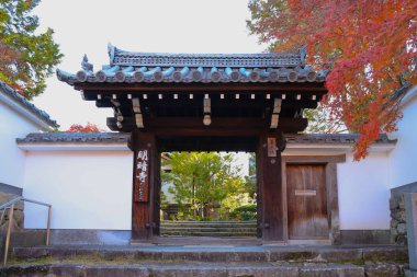 Kyoto, Japonya 'da sonbahar yeşillikleri ve sakin bir atmosferi var.