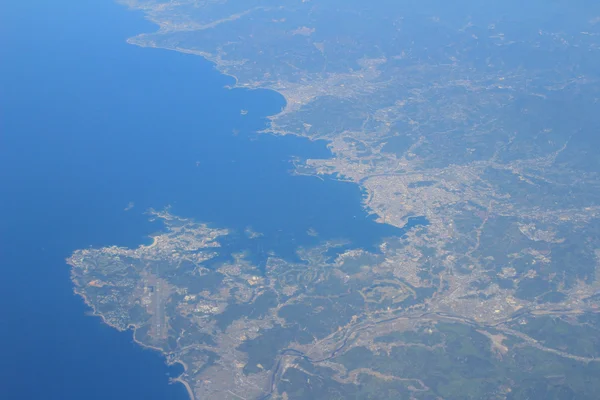 비행기 창에서 땅의 보기 — 스톡 사진