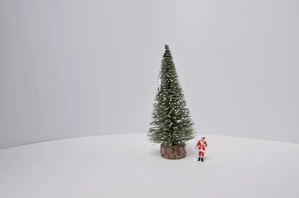 Décoration de Noël et neige sur bois — Photo