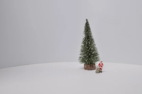 Decoração de Natal e neve em madeira — Fotografia de Stock