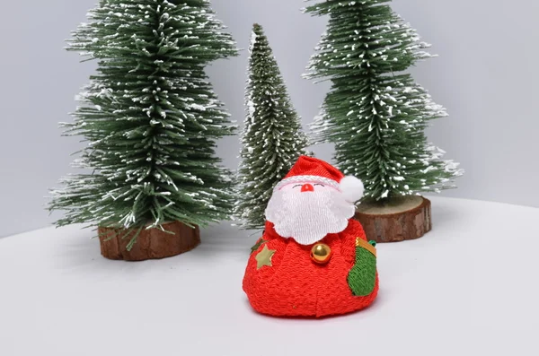 Christmas decoration and Snow on Wood — Stock Photo, Image