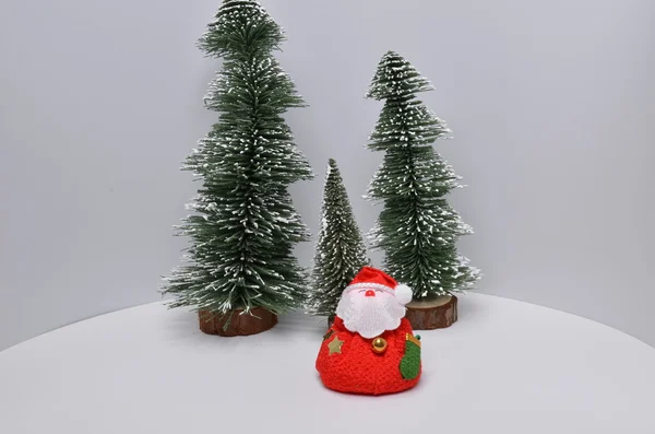 Christmas decoration and Snow on Wood — Stock Photo, Image
