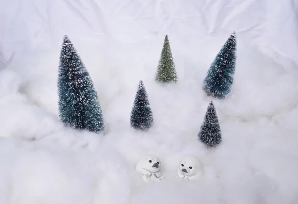 Ornamental figure with Christmas trees and snow — Stock Photo, Image