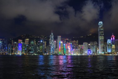 Hong Kong Victoria Harbor kentsel mimari ile şehir skylin