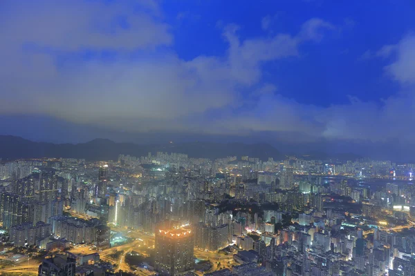 Kowloon νύχτα στον ορίζοντα τη νύχτα — Φωτογραφία Αρχείου