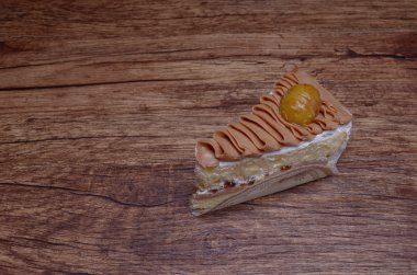 ahşap arka plan castanea pastayla