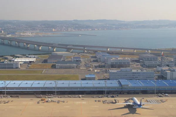 Vista da cidade de Nagoya a partir da janela do avião — Fotografia de Stock