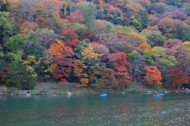 Kyoto, Japonya Japon heykeli ile sonbahar renk bırakır