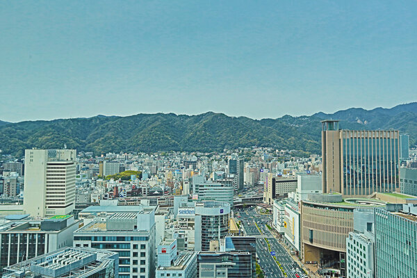The Aerial view of downtown Kobe, japan.
