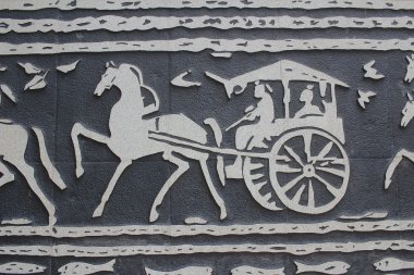 Han oymalar Çin Tapınağı'nda duvardaki