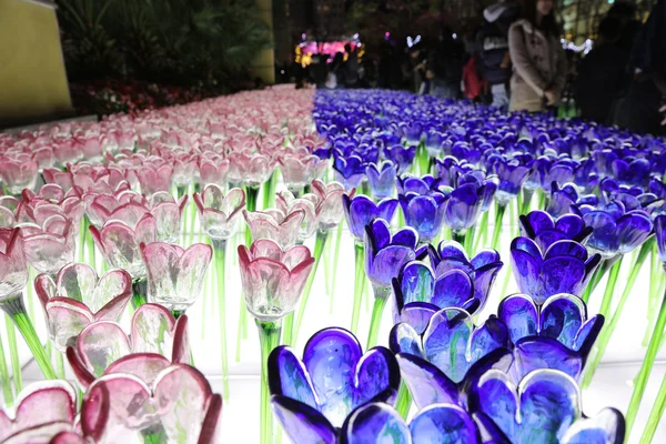 Flor vítrea na iluminação xmas — Fotografia de Stock