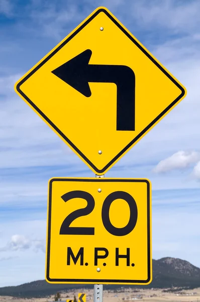 Firma per 20 MPH Curva — Foto Stock