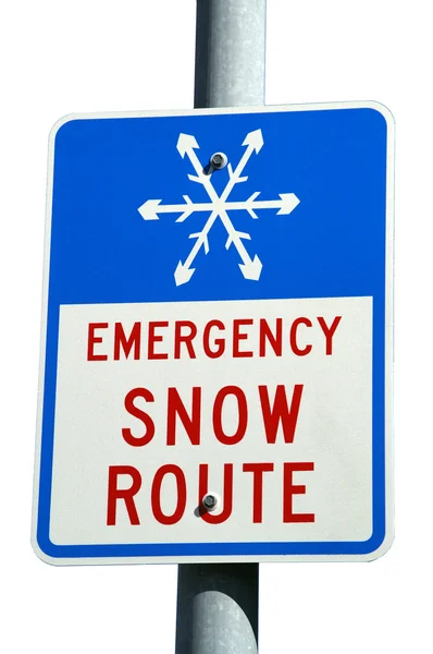 Sürgősségi hó útvonal jel a fehér — Stock Fotó
