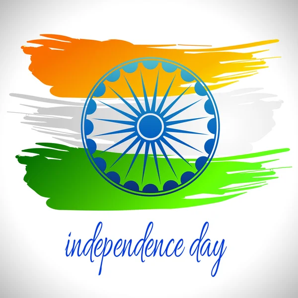 Happy India Independence Day postcard with Ashoka wheel — Stock Vector