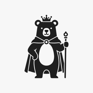 Ayı Vahşi Kral logosu için düz tasarım konsepti basitlik, zarafet ve tanınma kolaylığı üzerine odaklanır. Logolar, maskotlar, Etiketler ve Simgeler için vektör işareti. Vektör İllüstrasyonu