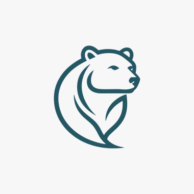 Ayı Vahşi Kral logosu için düz tasarım konsepti basitlik, zarafet ve tanınma kolaylığı üzerine odaklanır. Logolar, maskotlar, Etiketler ve Simgeler için vektör işareti. Vektör İllüstrasyonu