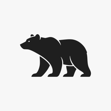 Ayı Vahşi Kral logosu için düz tasarım konsepti basitlik, zarafet ve tanınma kolaylığı üzerine odaklanır. Logolar, maskotlar, Etiketler ve Simgeler için vektör işareti. Vektör İllüstrasyonu