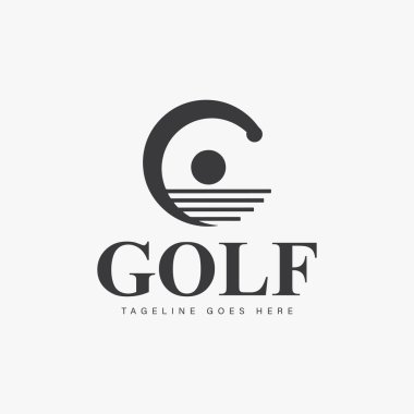 Spor turnuvaları ve kulüpler için golf logosu tasarımı basitlik, zarafet ve tanınma kolaylığı üzerine odaklanır. Vektör İllüstrasyonu