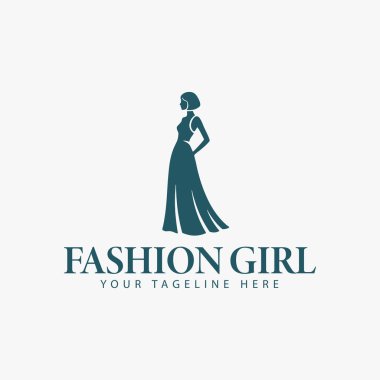 Minimalist ve modern moda kızları logosu basitlik, zarafet ve tanınma kolaylığı üzerine odaklanır. Vektör İllüstrasyonu