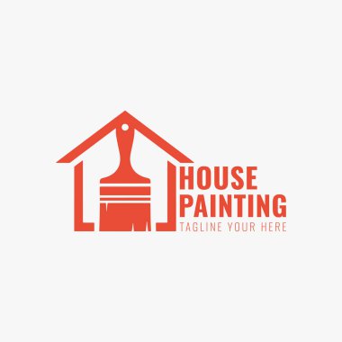 Boyama Logosu Tasarımı Boya Fırçası basitlik, zarafet ve tanınma kolaylığı üzerine odaklanır. Vektör İllüstrasyonu