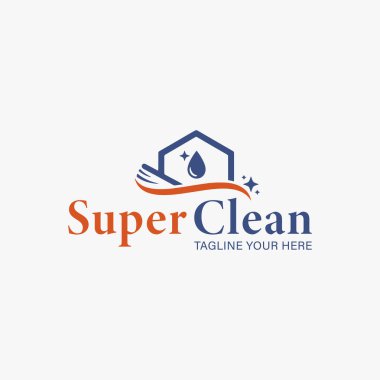 Yaratıcı temizlik hizmeti logo tasarım şablonu basitlik, zarafet ve tanıma kolaylığı üzerine odaklanır. Vektör İllüstrasyonu