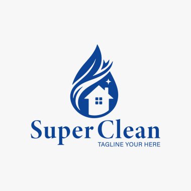 Yaratıcı temizlik hizmeti logo tasarım şablonu basitlik, zarafet ve tanıma kolaylığı üzerine odaklanır. Vektör İllüstrasyonu