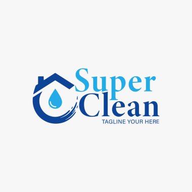 Yaratıcı temizlik hizmeti logo tasarım şablonu basitlik, zarafet ve tanıma kolaylığı üzerine odaklanır. Vektör İllüstrasyonu