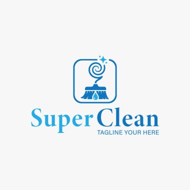 Yaratıcı temizlik hizmeti logo tasarım şablonu basitlik, zarafet ve tanıma kolaylığı üzerine odaklanır. Vektör İllüstrasyonu