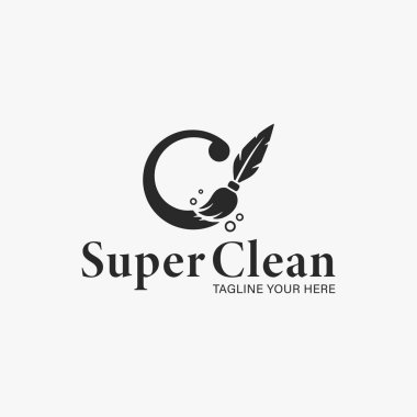 Yaratıcı temizlik hizmeti logo tasarım şablonu basitlik, zarafet ve tanıma kolaylığı üzerine odaklanır. Vektör İllüstrasyonu