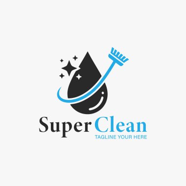 Yaratıcı temizlik hizmeti logo tasarım şablonu basitlik, zarafet ve tanıma kolaylığı üzerine odaklanır. Vektör İllüstrasyonu